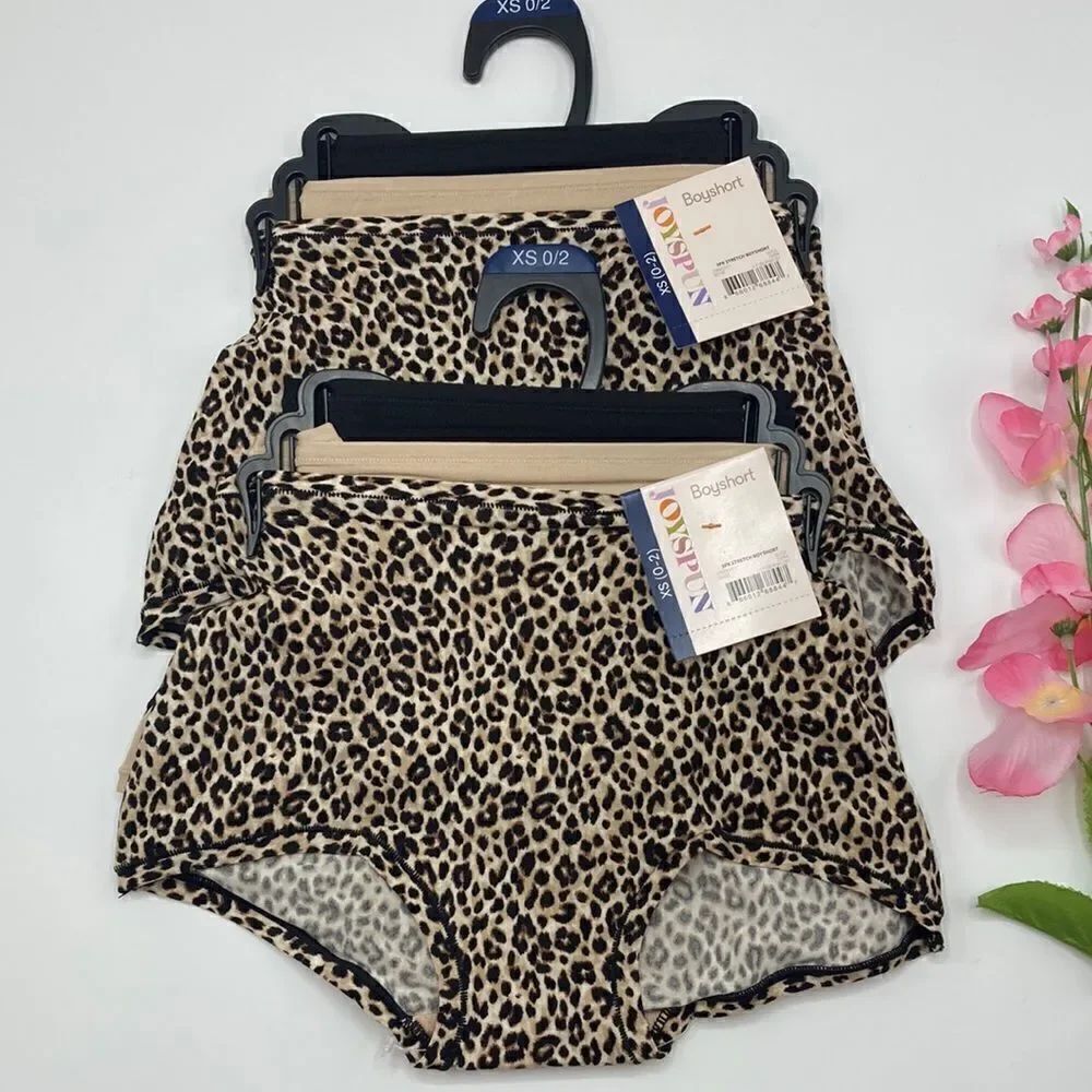 Womens Infinite Comfort Cheetah Print Boyshort Underwear Panties 2, 3-Pk Size XS